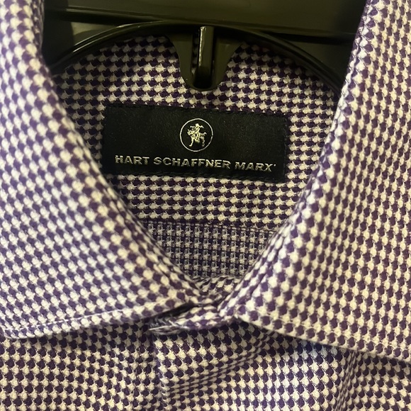 Men’s Hart Schaffer Marx purple checkered button down shirt - Picture 2 of 2